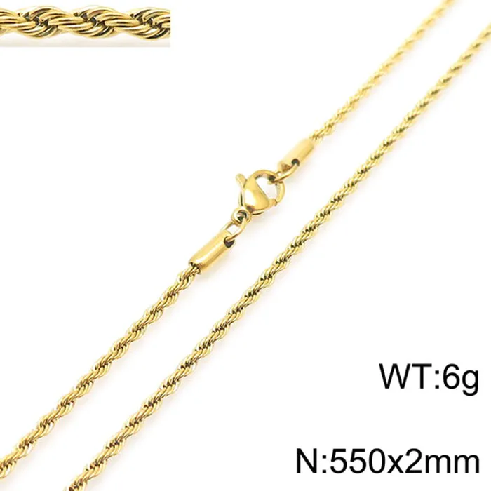 Cadena Trenzada de Acero Inoxidable Chapada en Oro 18K