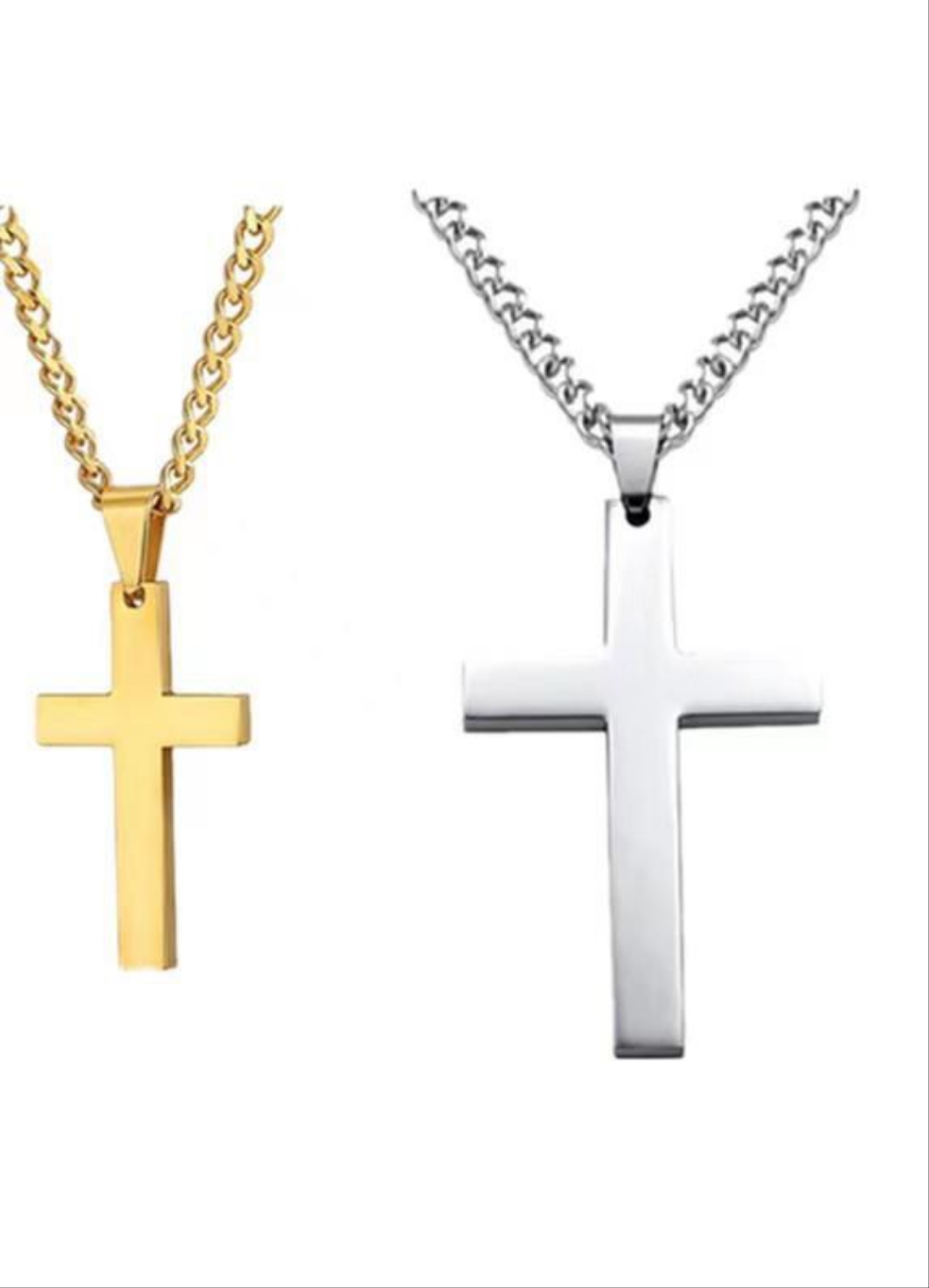 Collar de Acero Inoxidable con Dije de Cruz