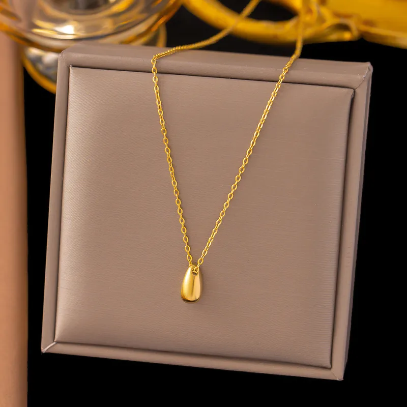 Colgante Gota Minimal – Acero Inoxidable Dorado