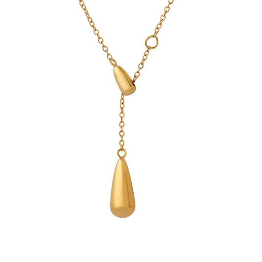 Colgante Minimalista en Y de Acero Titanio Chapado en Oro 18K