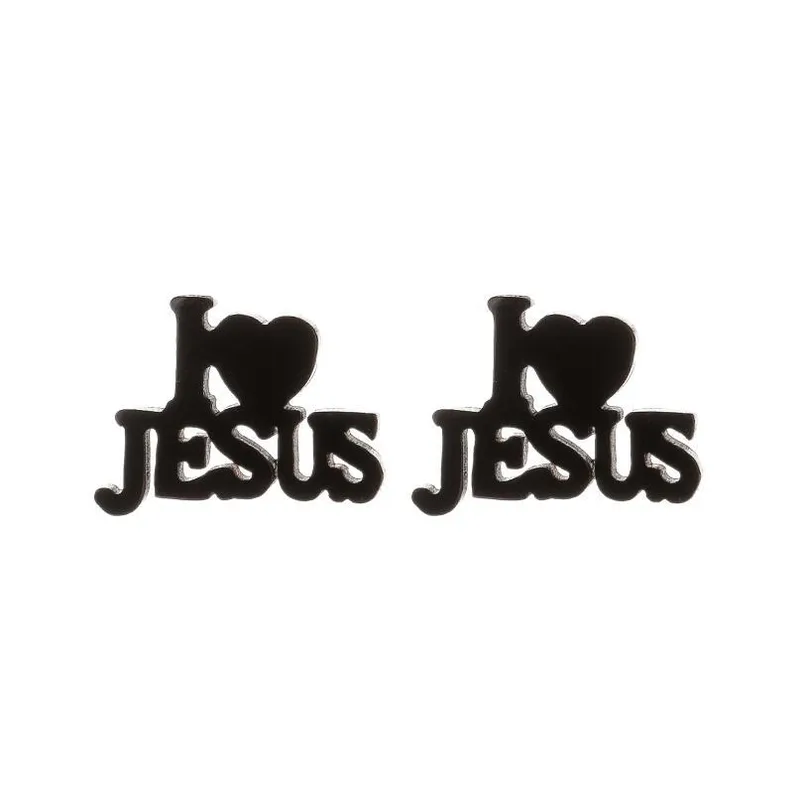 Pendientes “I ❤️ JESUS” – Acero Inoxidable