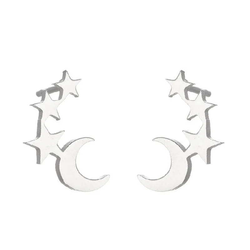 Pendientes Luna y Estrellas – Elegancia Cósmica en Acero Inoxidable