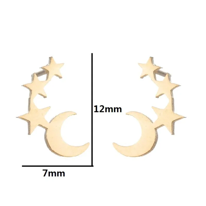 Pendientes Luna y Estrellas – Elegancia Cósmica en Acero Inoxidable