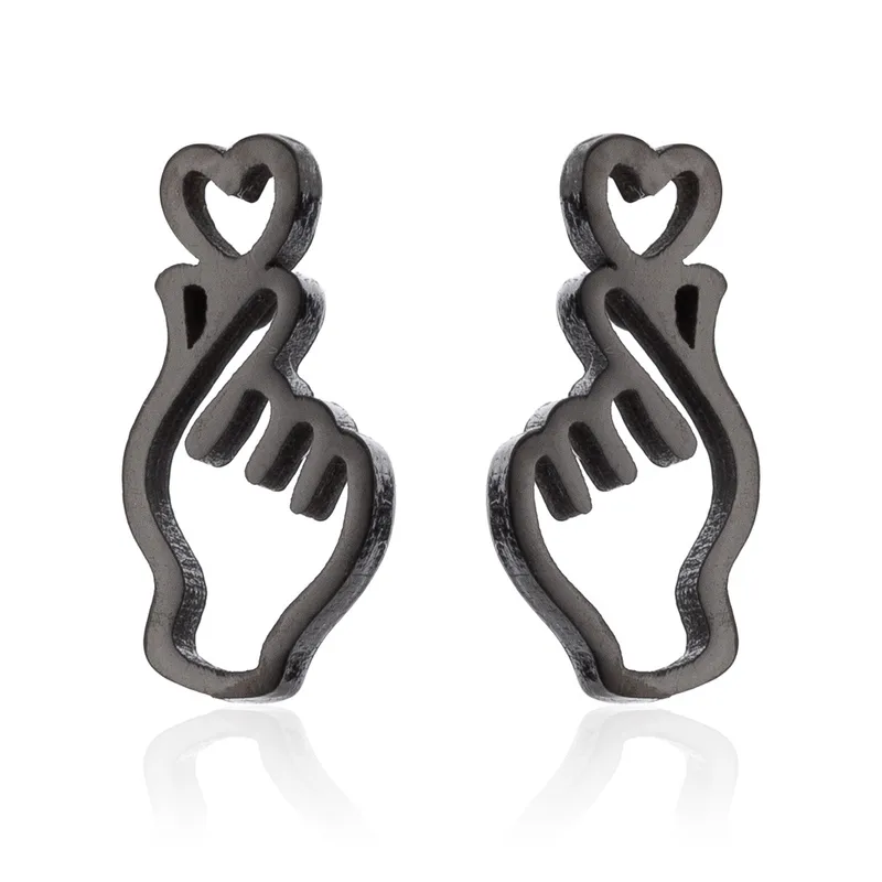 Pendientes Mano con Corazón – Acero Inoxidable