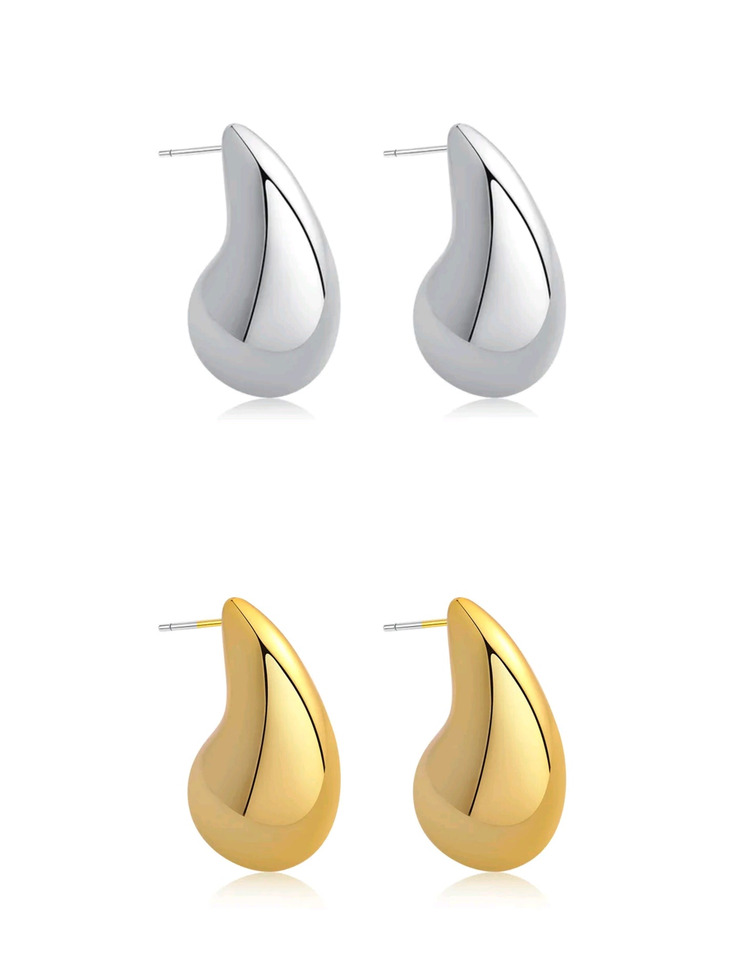 Pendientes Gota Minimalista – CCB Chapado en Oro/Plata
