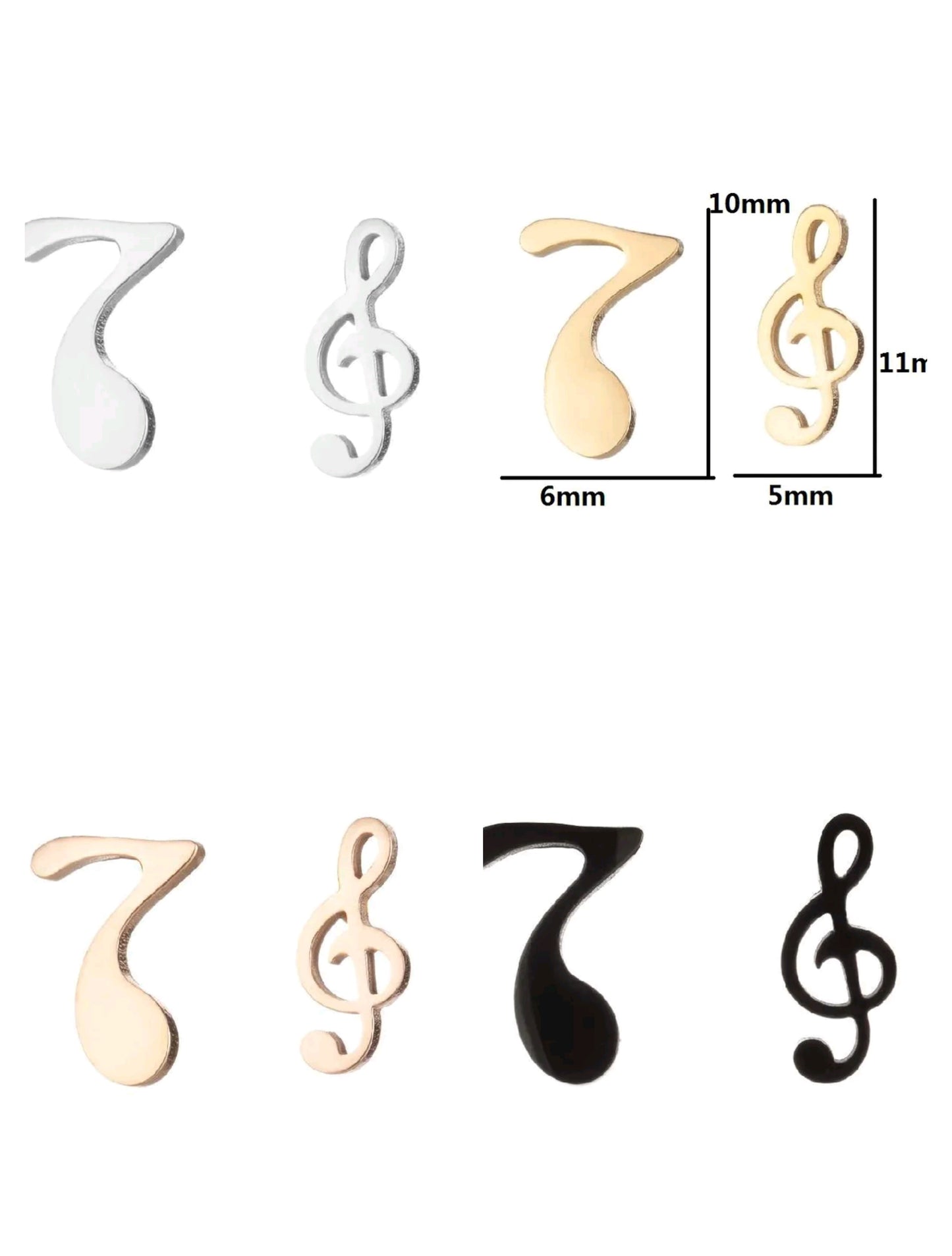 Pendientes Musicales en Acero Inoxidable – Nota y Clave de Sol