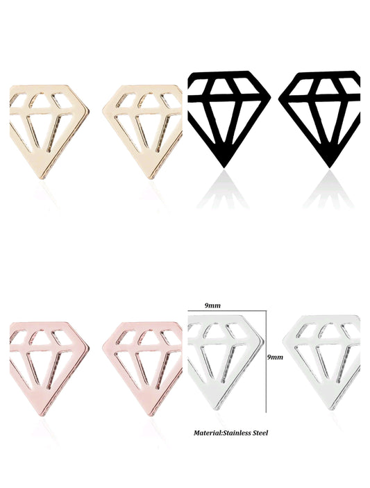 Pendientes Diamante Minimalista – Acero Inoxidable