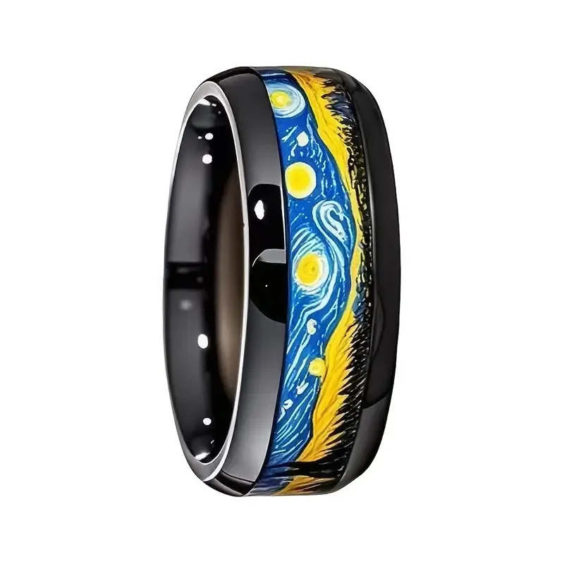Anillo Artístico “Noche Estrellada” en Acero Inoxidable