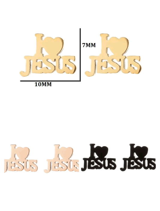 Pendientes “I ❤️ JESUS” – Acero Inoxidable