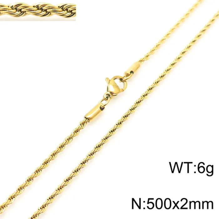 Cadena Trenzada de Acero Inoxidable Chapada en Oro 18K