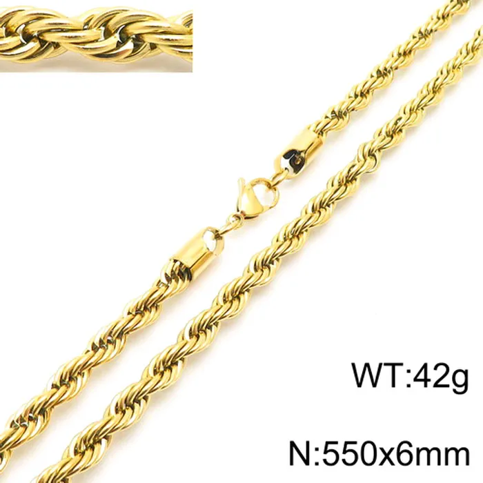 Cadena Trenzada de Acero Inoxidable Chapada en Oro 18K