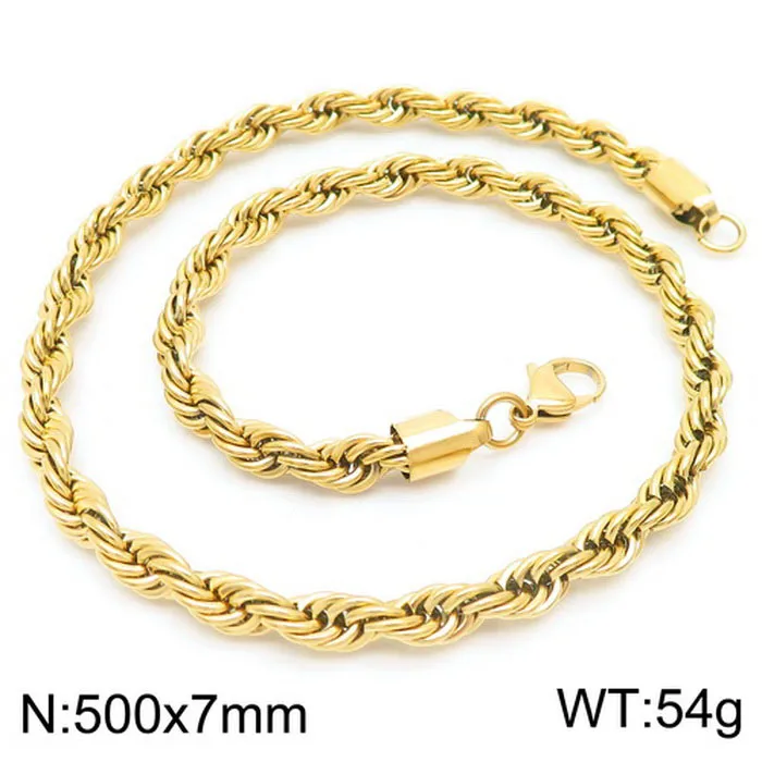 Cadena Trenzada de Acero Inoxidable Chapada en Oro 18K