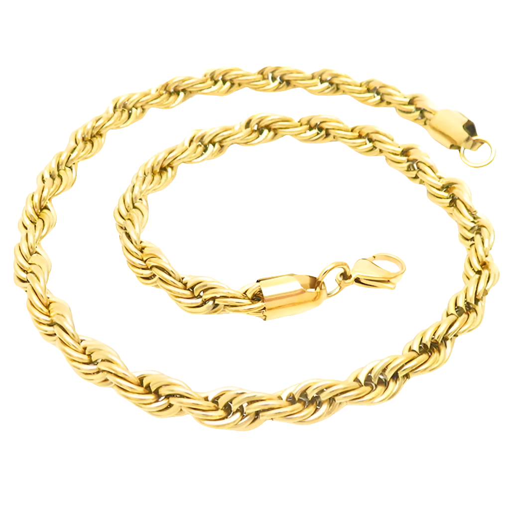 Cadena Trenzada de Acero Inoxidable Chapada en Oro 18K