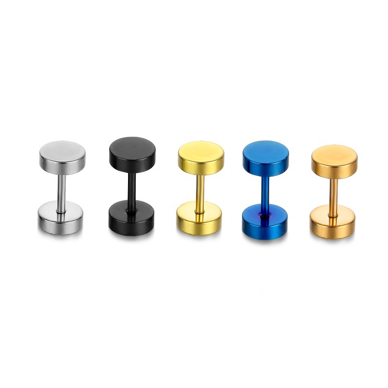 Pack de 2 Pares de Pendientes Redondos de Acero Inoxidable – Personalizables, Unisex, Varios Colores y Tamaños