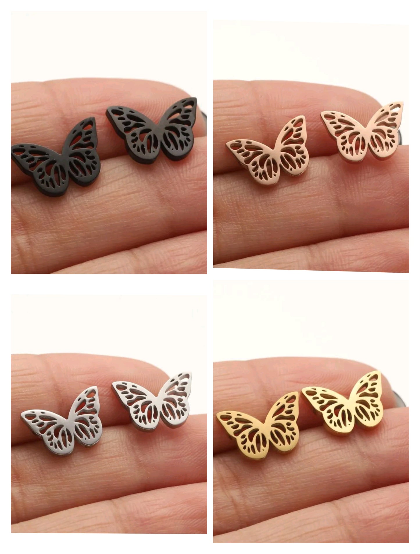 Pendientes Mariposa Calada – Acero Inoxidable