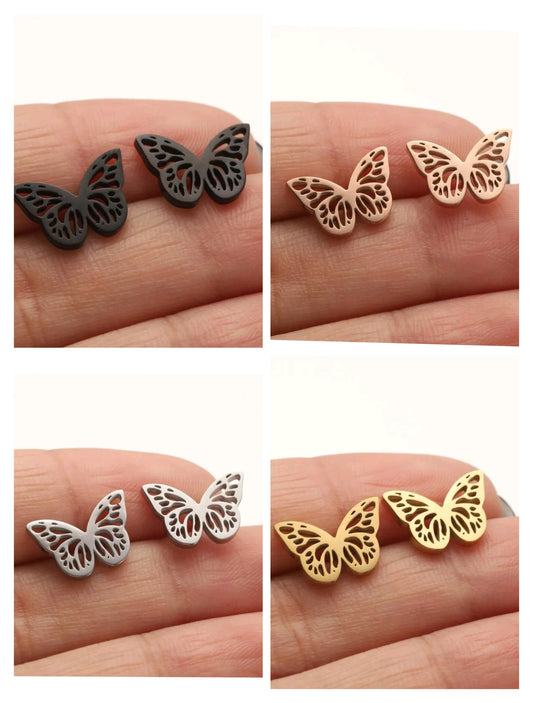 Pendientes Mariposa Calada – Acero Inoxidable