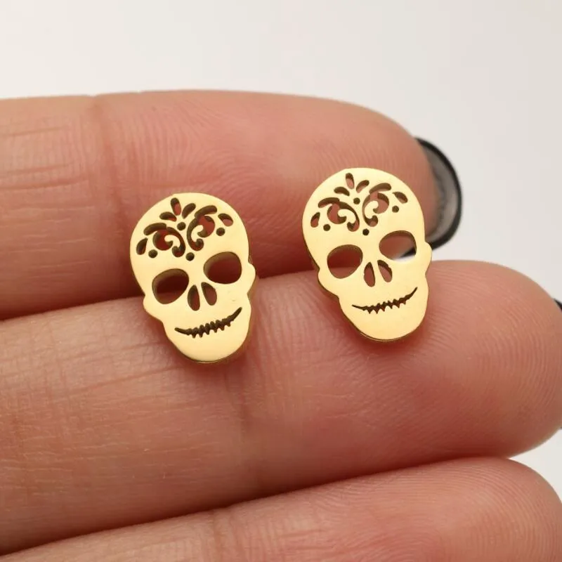 Pendientes Calavera Mexicana – Acero Inoxidable (4 Colores)
