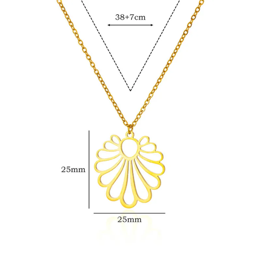 Colgante Flor Calada – Acero Inoxidable Dorado