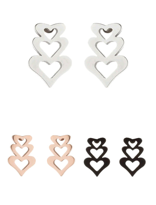 Pendientes de Acero Inoxidable con Diseño de Corazones en Cascada