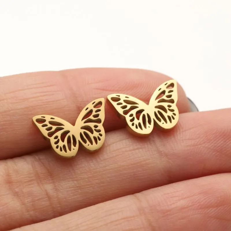 Pendientes Mariposa Calada – Acero Inoxidable