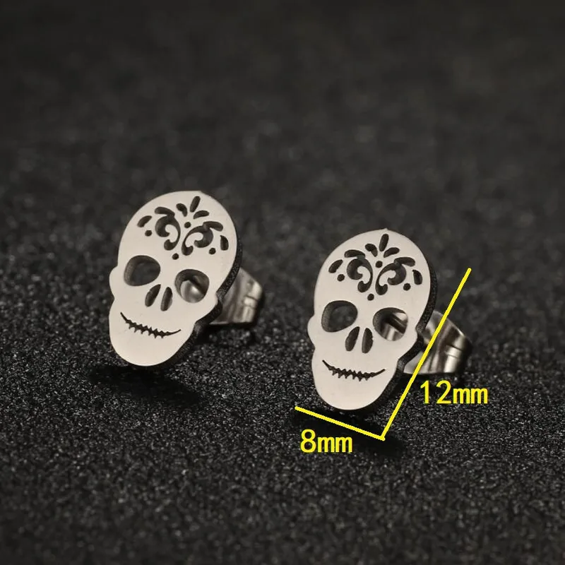 Pendientes Calavera Mexicana – Acero Inoxidable (4 Colores)