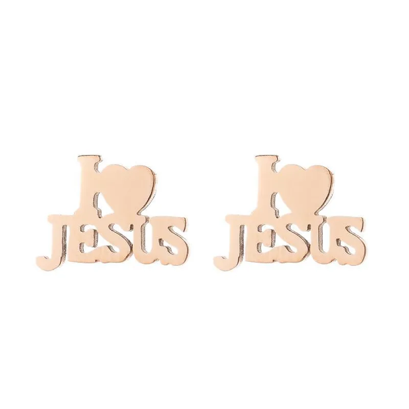 Pendientes “I ❤️ JESUS” – Acero Inoxidable