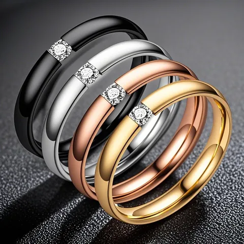 Anillo Minimalista de Acero Inoxidable con Zirconia – 4 Colores