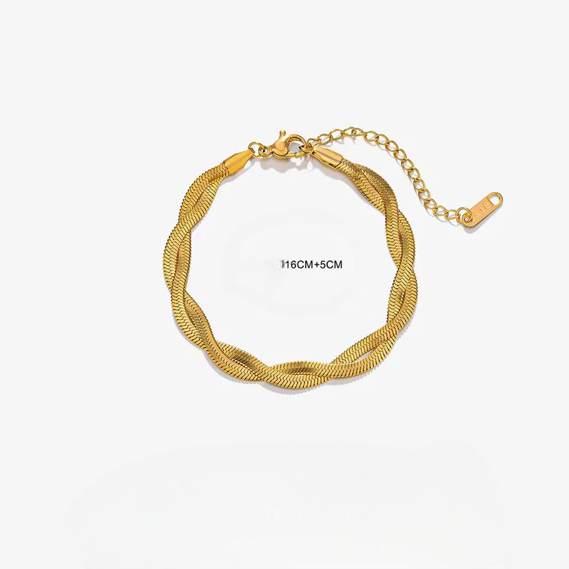 Pulsera Trenzada Dorada de Acero Inoxidable Ajustable