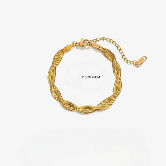 Pulsera Trenzada Dorada de Acero Inoxidable Ajustable