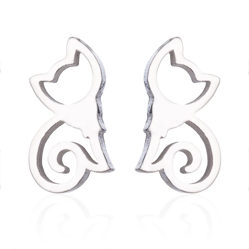 Pendientes Gatito Minimal – Acero Inoxidable