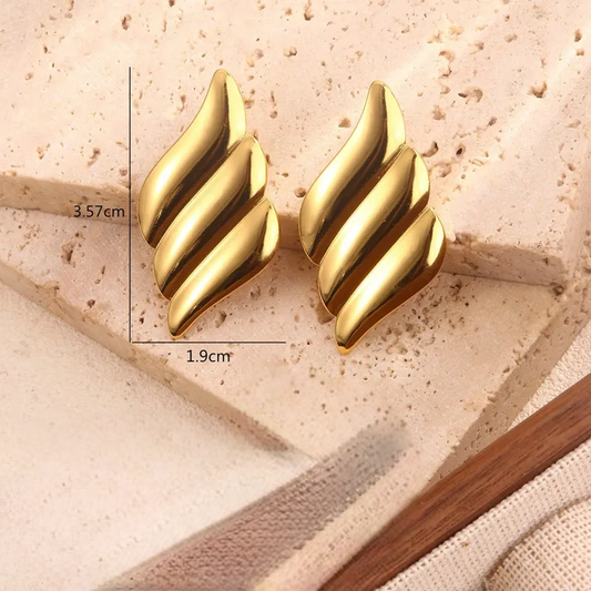 Pendientes Ondas Doradas de Acero Inoxidable