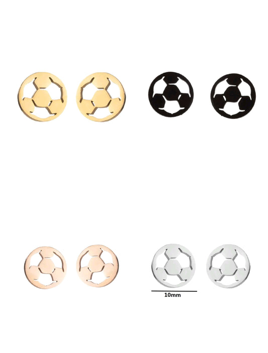 Pendientes Goal Icon – Balón Minimalista en Acero