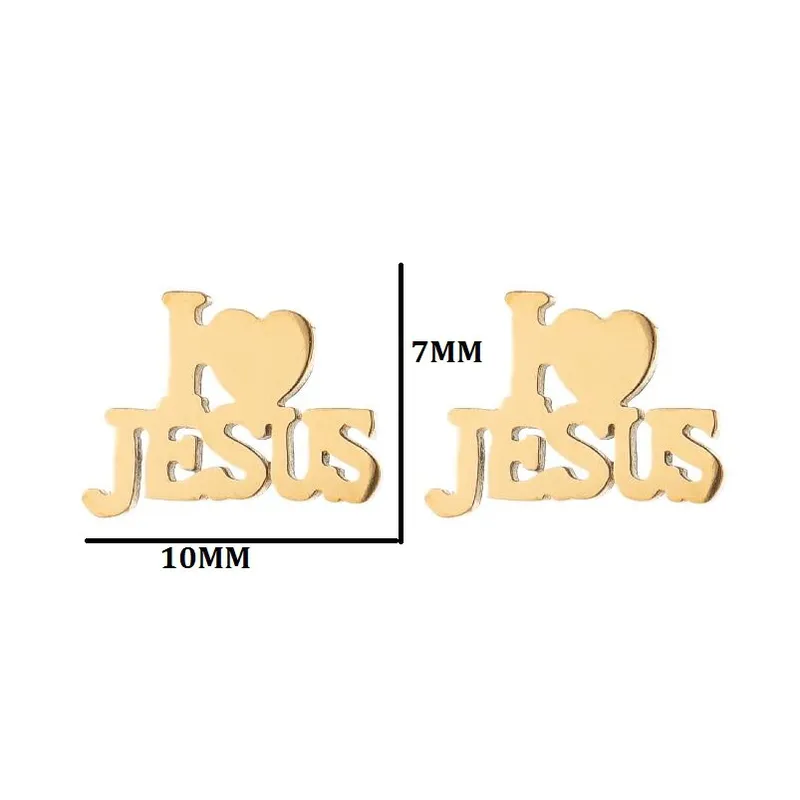 Pendientes “I ❤️ JESUS” – Acero Inoxidable