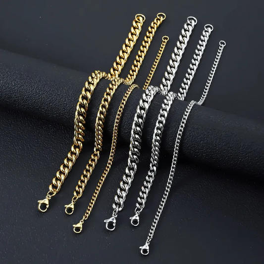 Pulsera eslabones de Acero Inoxidable – Plateada, Dorada 18K y Negra