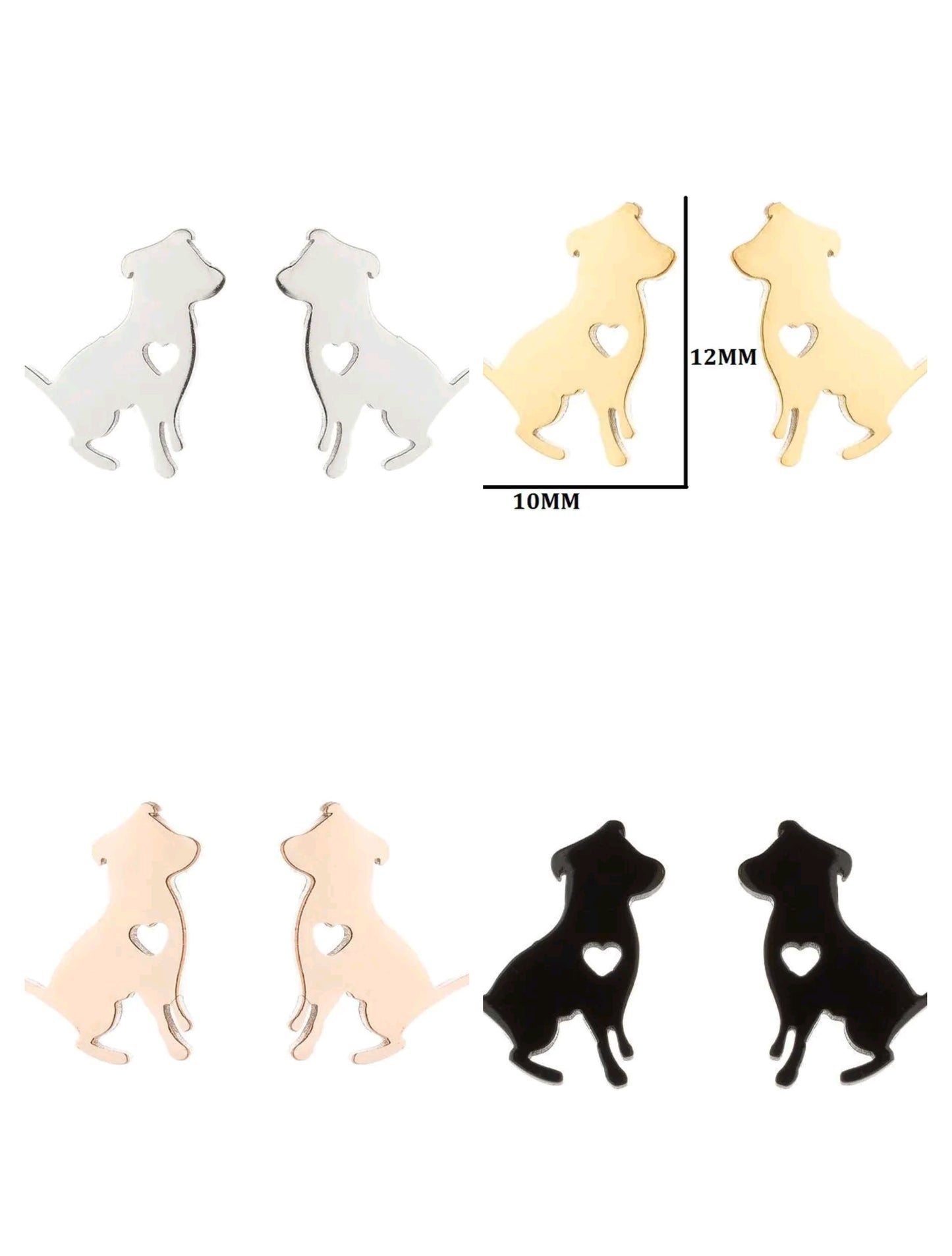Pendientes Perrito Corazón – Acero Inoxidable