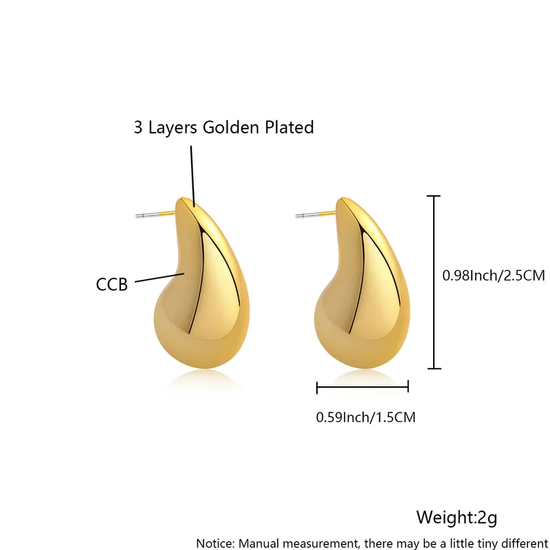 Pendientes Gota Minimalista – CCB Chapado en Oro/Plata