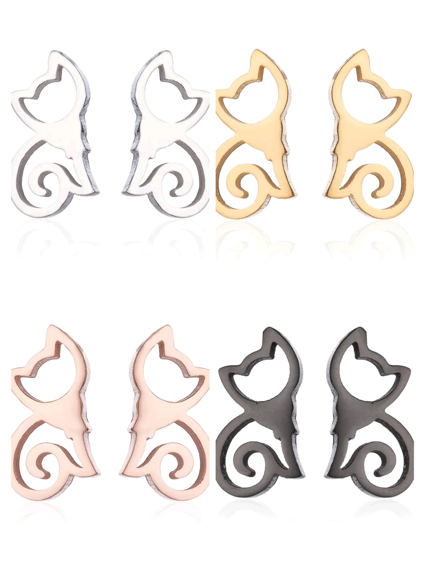Pendientes Gatito Minimal – Acero Inoxidable
