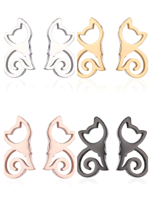 Pendientes Gatito Minimal – Acero Inoxidable