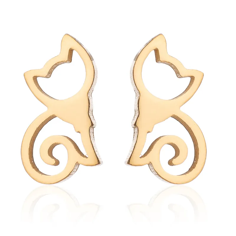 Pendientes Gatito Minimal – Acero Inoxidable