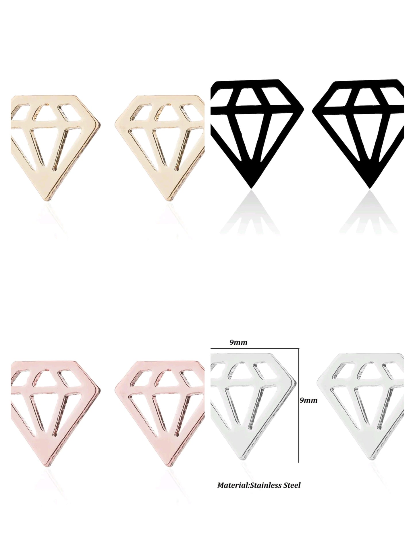 Pendientes Diamante Minimalista – Acero Inoxidable