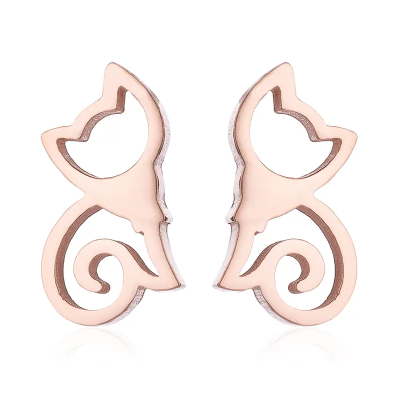 Pendientes Gatito Minimal – Acero Inoxidable