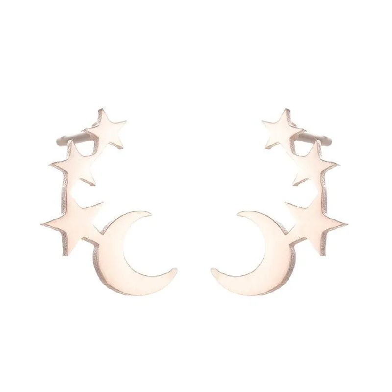 Pendientes Luna y Estrellas – Elegancia Cósmica en Acero Inoxidable