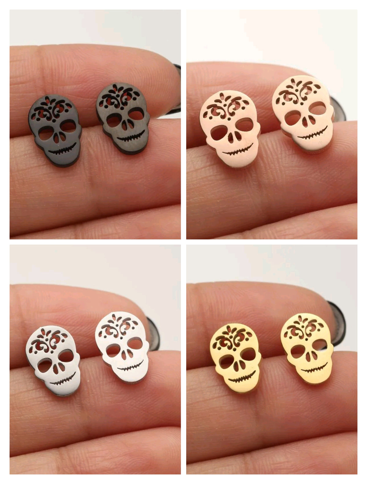 Pendientes Calavera Mexicana – Acero Inoxidable (4 Colores)