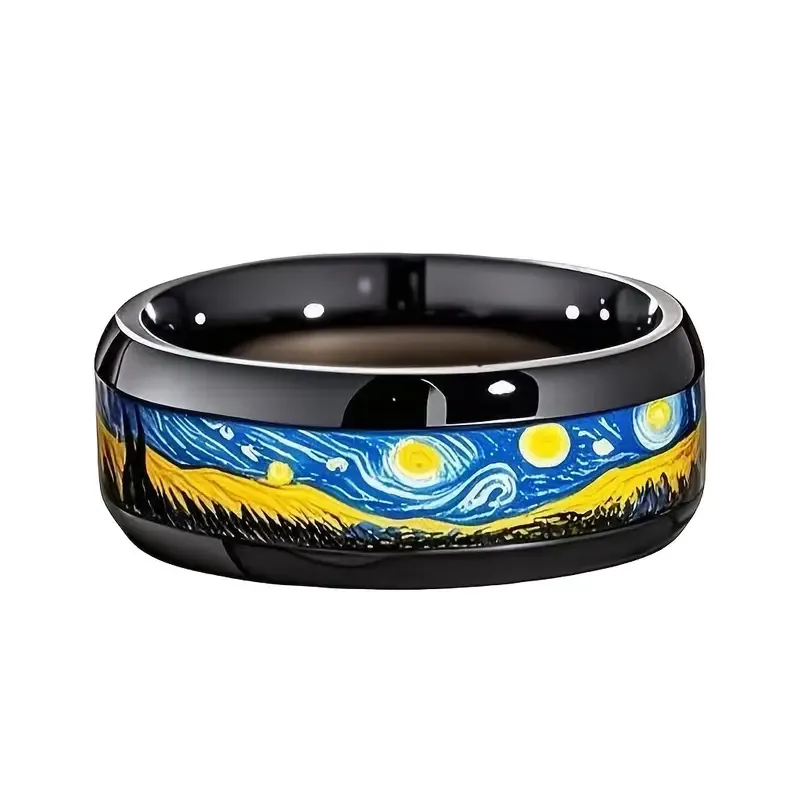 Anillo Artístico “Noche Estrellada” en Acero Inoxidable