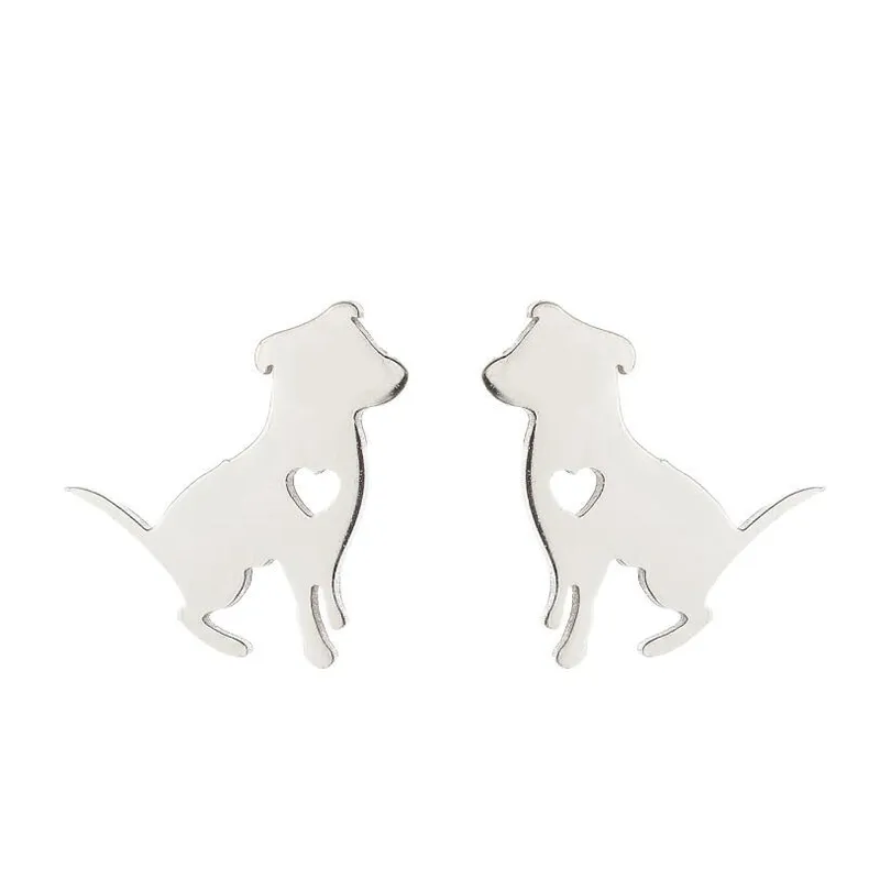 Pendientes Perrito Corazón – Acero Inoxidable