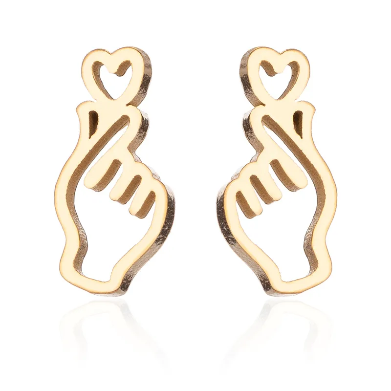 Pendientes Mano con Corazón – Acero Inoxidable