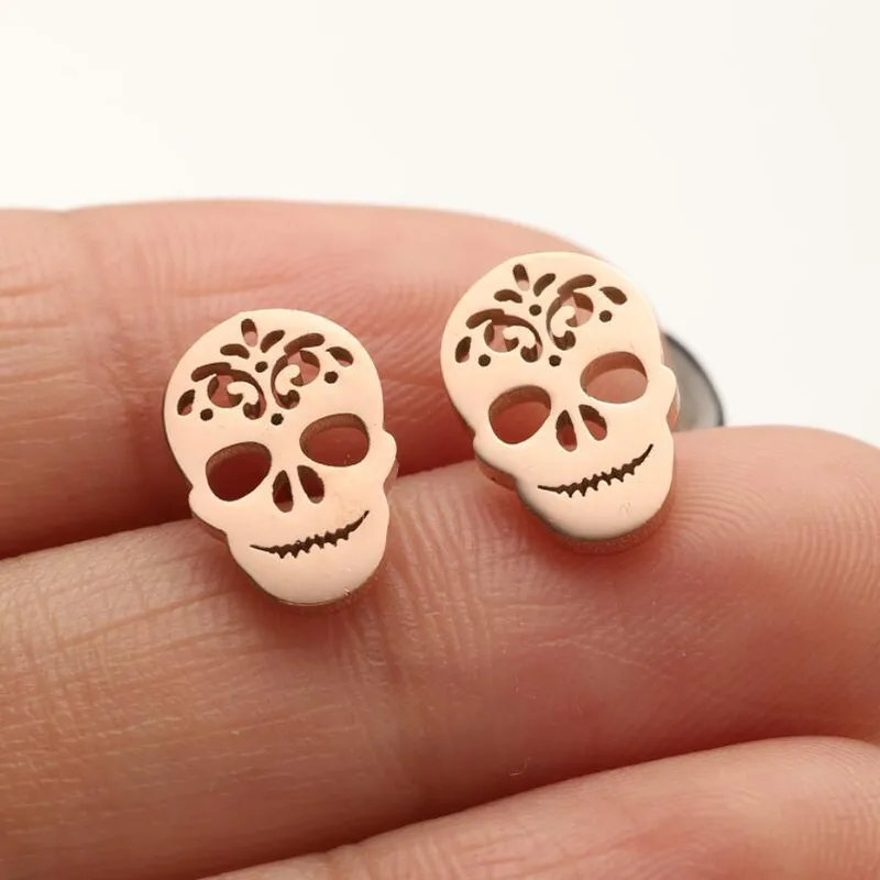 Pendientes Calavera Mexicana – Acero Inoxidable (4 Colores)